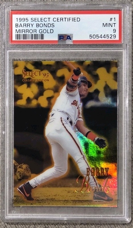 1995 Select Certified #1 Barry Bonds PSA 9 Mirror Gold Mint Rare Refractor 