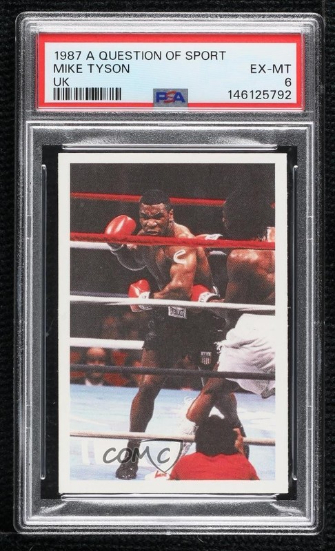 1986-87 A Question of Sport Game Mike Tyson (Left Hook) PSA 6 10cu view 1