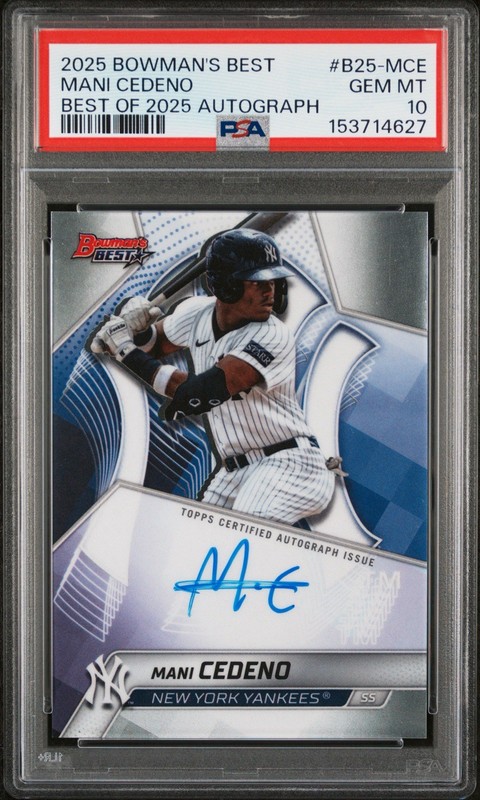Mani Cedeno 2025 Bowman's Best Best of 2025 #B25-MCE Auto PSA 10 Gem Mint