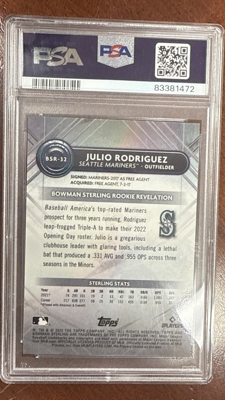 Julio Rodriguez 2022 Bowman Sterling Rookie Magenta Refractor #03/75 PSA 10  view 2