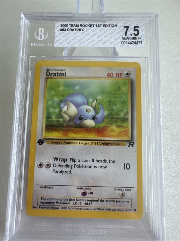 Dratini 1st Edition Team Rocket 53/82 Pokemon Card BGS Graded 7.5 NM+