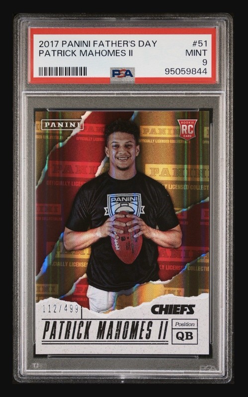 2017 Panini Fathers Day - #51 Patrick Mahomes 112/499 Silver Rookie Prizm PSA 9
