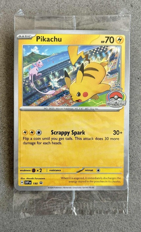 Pokemon Sealed Pikachu SVP 190 Black Star Promo 2024 World Championships Rare