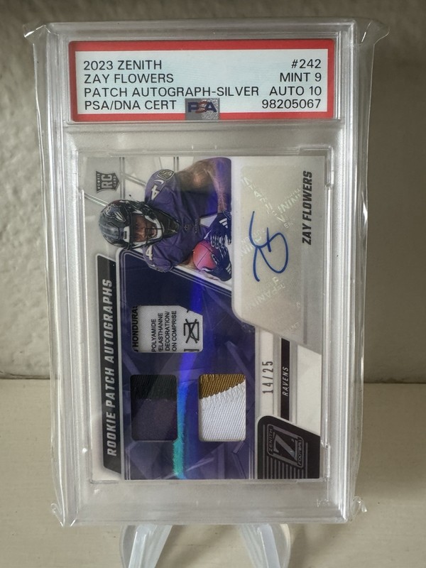Zay Flowers (RC) PSA 9/10🔥Rookie Patch Auto /25🔥2023 Zenith
