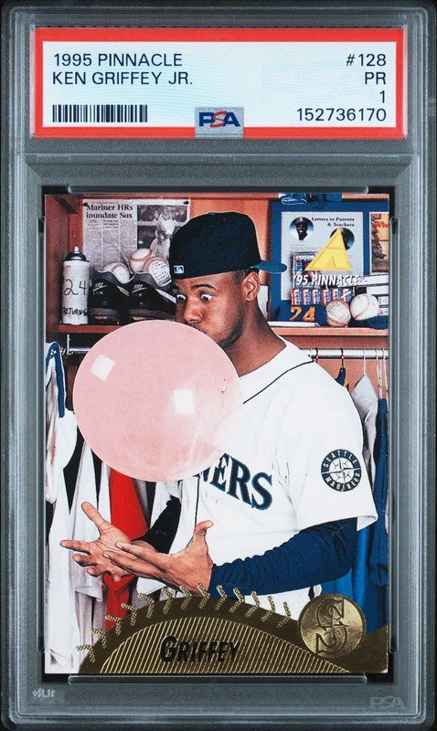 1995 Pinnacle - Ken Griffey Jr #128 - Bubble Gum - PSA 1 - POP 2