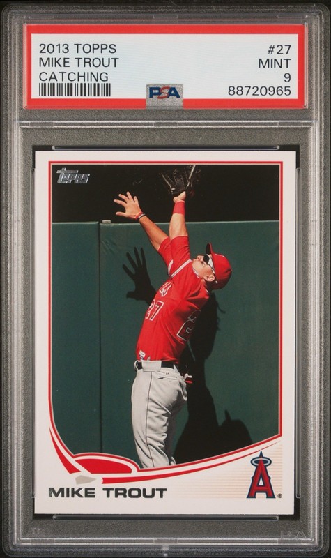 2013 Topps Image Variation Mike Trout PSA 9 Angels #27 SP Catching