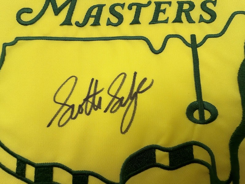 SCOTTIE SCHEFFLER SIGNED 2024 MASTERS GOLF FLAG AUTO PSA/DNA RARE view 2