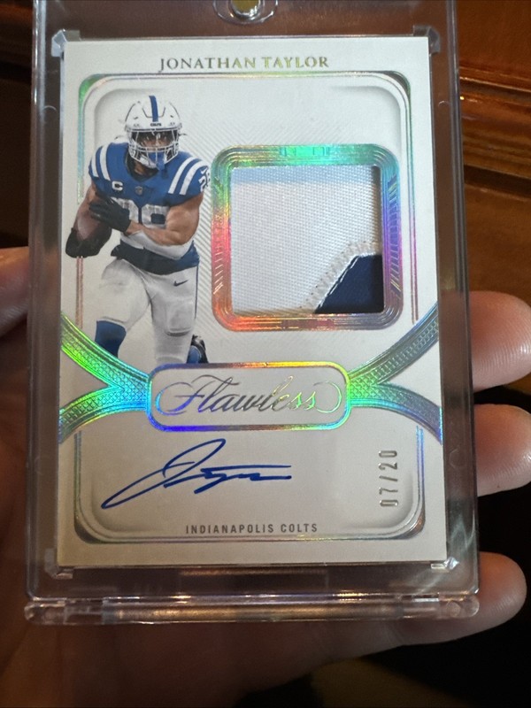Jonathan Taylor 2024 Panini Flawless Silver Distinguished Patch Auto 07/20