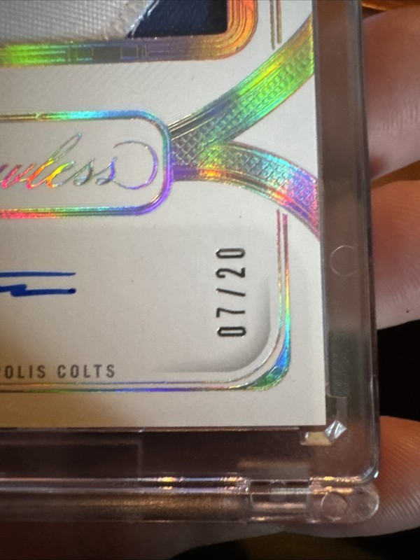 Jonathan Taylor 2024 Panini Flawless Silver Distinguished Patch Auto 07/20 view 2