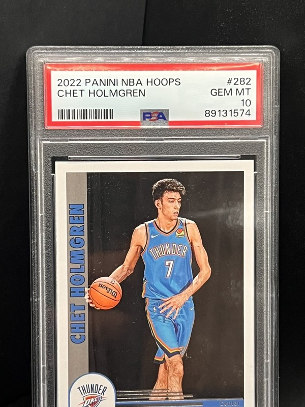2022 Panini NBA Hoops Chet Holmgren RC #282 PSA 10 and psa 9 free view 1