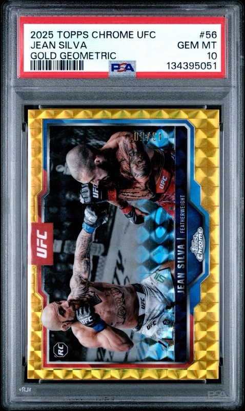 2025 Topps Chrome UFC Jean Silva #56 Gold Geometric Refractor /50 PSA 10 POP 2 