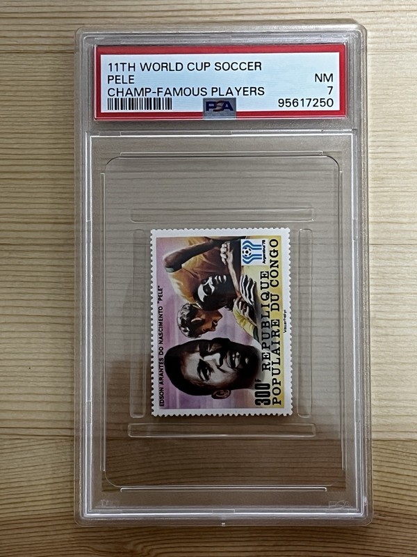11th World Cup Pele Champs Famous Players Stamp PSA 7