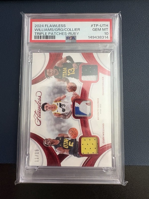 2024 Flawless Keyonte George LOGO MAN Ruby /15 PSA 10 GAME WORN PATCH PSA 10