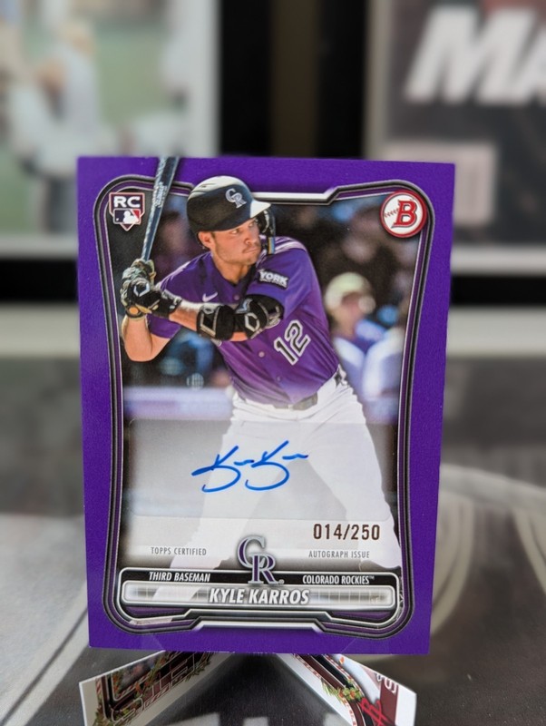 Topps 2025 Bowman Chrome Kyle Karros Prospect Auto Purple Refractor RC /250