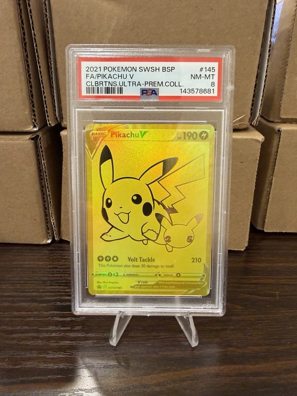2021 POKEMON SWSH BLACK STAR PROMO #145 FULL ART/PIKACHU V PSA 8