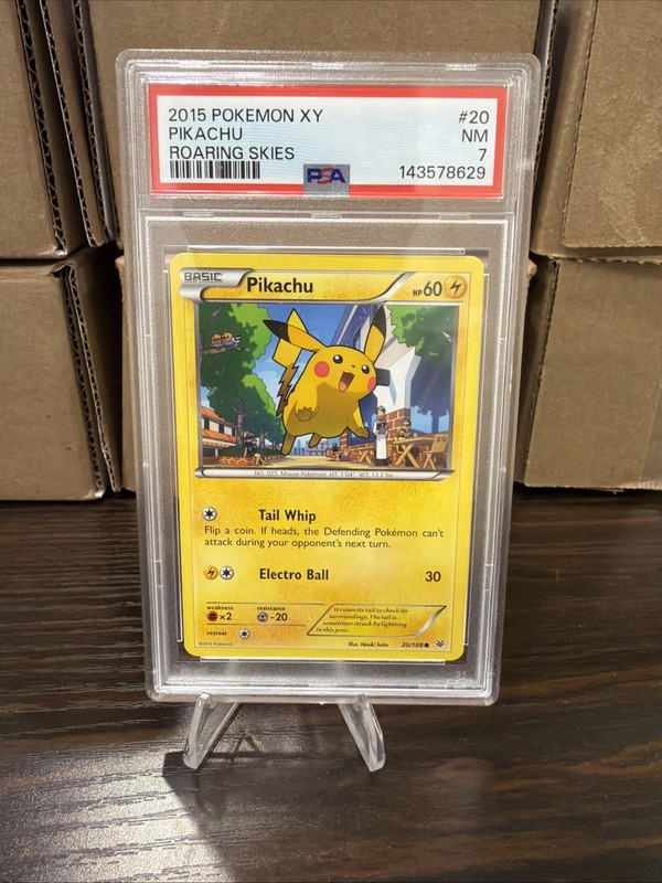 2015 POKEMON XY ROARING SKIES #20 PIKACHU PSA 7