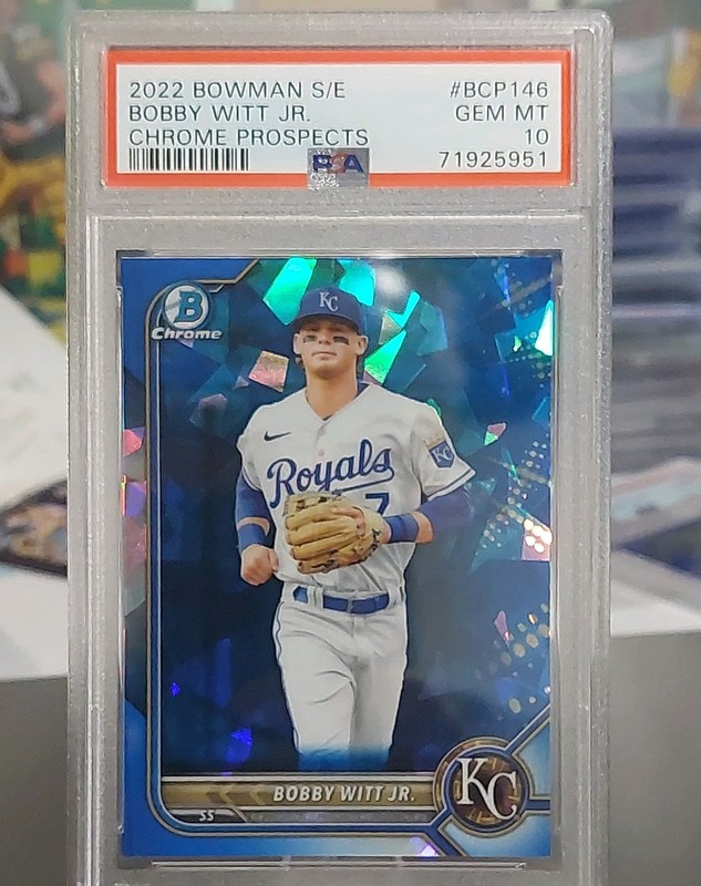 2022 BOWMAN SAPPHIRE ED CHROME PROSPECTS #BCP146 BOBBY WITT JR. PSA 10 🔥