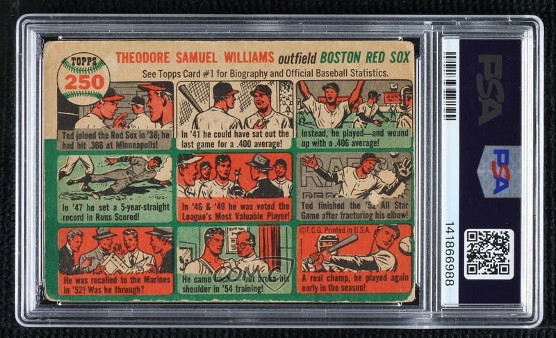 1954 Topps Ted Williams #250 PSA 1.5 HOF 0aa7 view 2