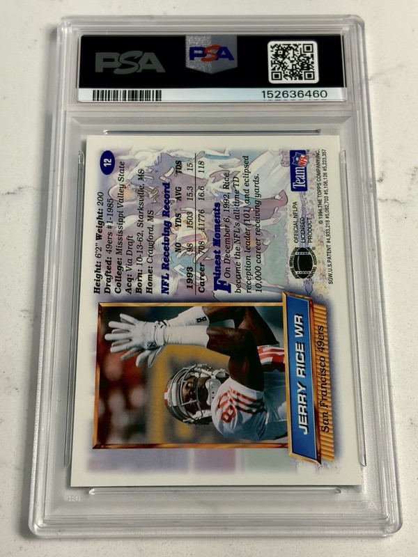 1994 Finest Jerry Rice #12 PSA 9 MINT - HOF - 49ers view 2
