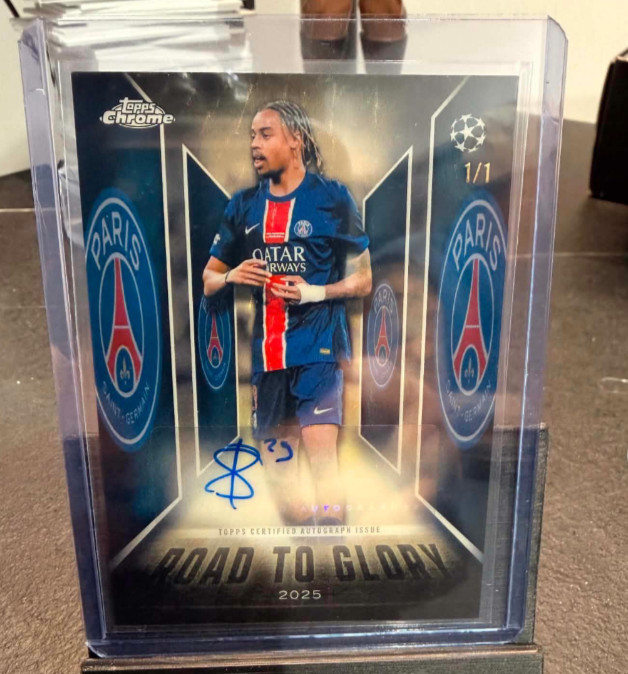 2025-26 Topps Chrome UEFA Road to Glory Bradley Barcola Auto 1/1