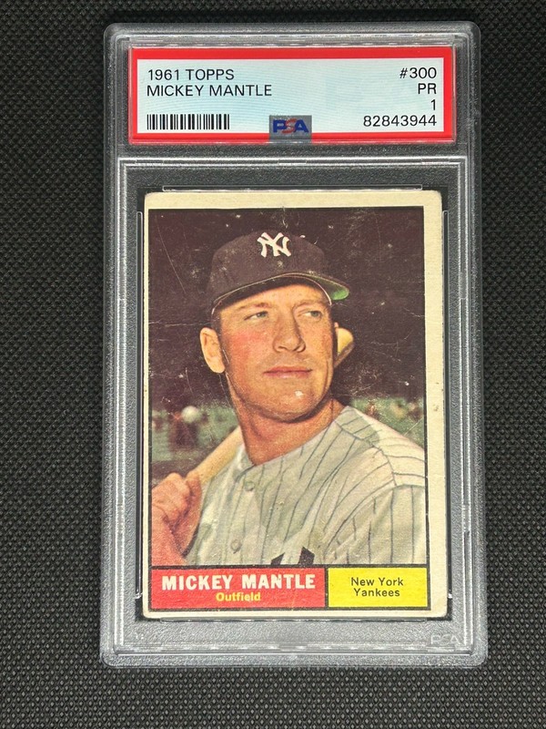 1961 Topps Mickey Mantle Yankees #300 PSA 1 PR Only 528 in this PSA population