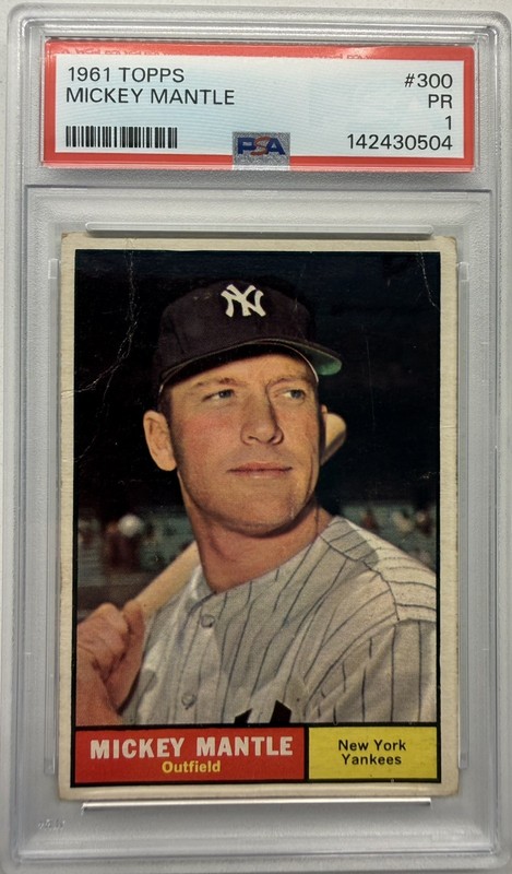 1961 Topps Mickey Mantle #300 PSA 1 PR New York Yankees HOF Vintage