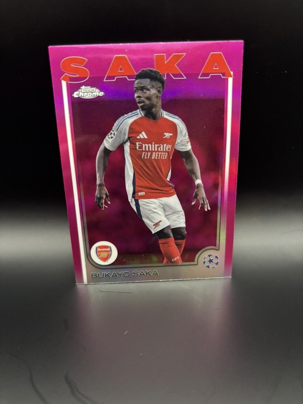 2024-25 Topps Chrome UEFA Club Competitions Bukayo Saka Pink Refractor /250