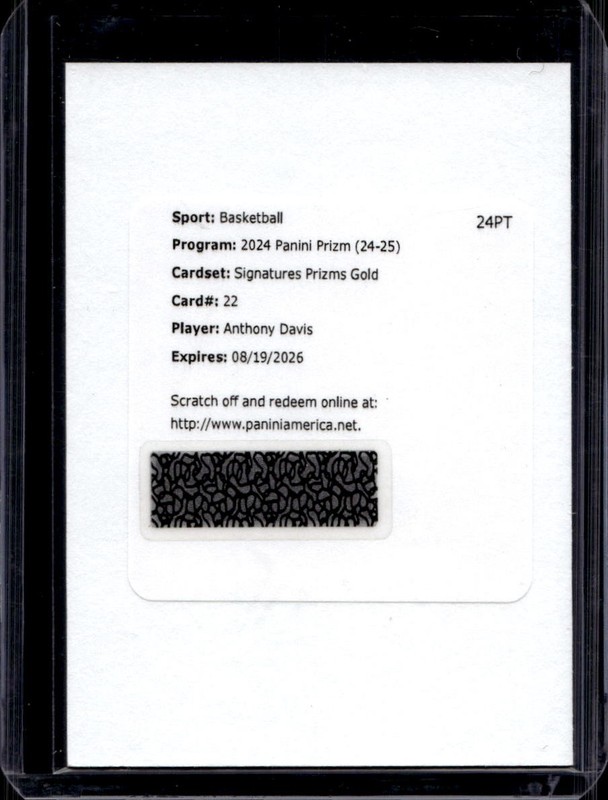 Anthony Davis 2024 Panini Prizm #22 Signatures Auto Gold /10