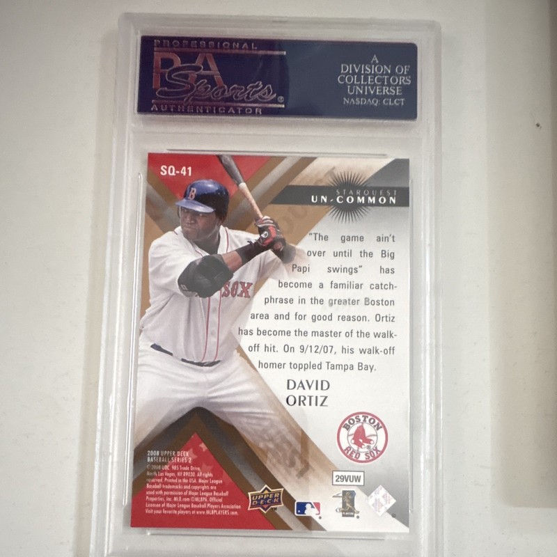 Upper Deck 2008 Starquest David Ortiz #SQ-41 Uncommon Red Insert PSA 10 Red Sox view 2