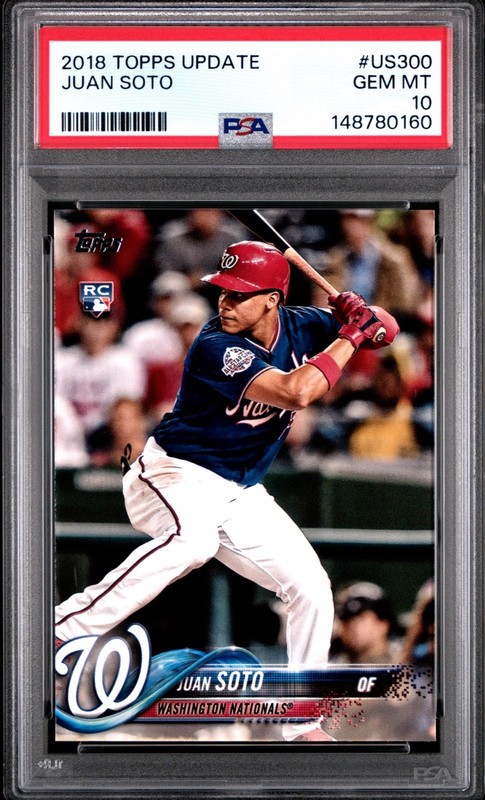2018 Topps Update Series - Juan Soto #US300 Vertical, Blue Jersey PSA 10 view 1