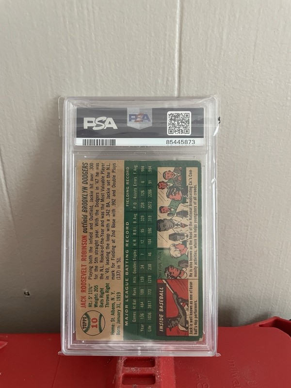 1954 Topps Jackie Robinson #10 PSA 1 PR Brooklyn Dodgers HOF view 2