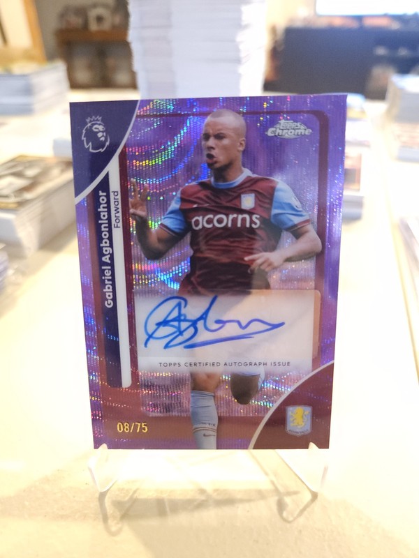 26 Topps Chrome Premier League - #CA-GA Gabriel Agbonlahor Auto /75 Purple Wave