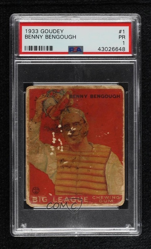 1933 Goudey Big League Chewing Gum R319 Benny Bengough #1 PSA 1 02kp