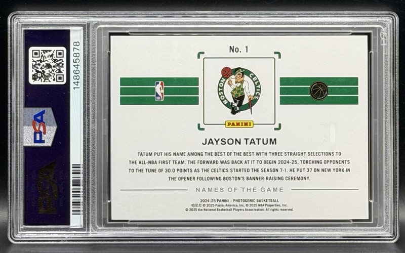 2024-25 Panini Photogenic - Names of the Game Jayson Tatum #1 SSP Case Hit (2) view 2