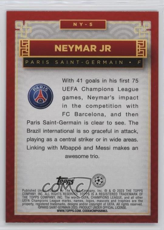 2022 Topps Jade Edition UEFA Club Competitions Chinese New Year Neymar Jr #NY-5 view 2