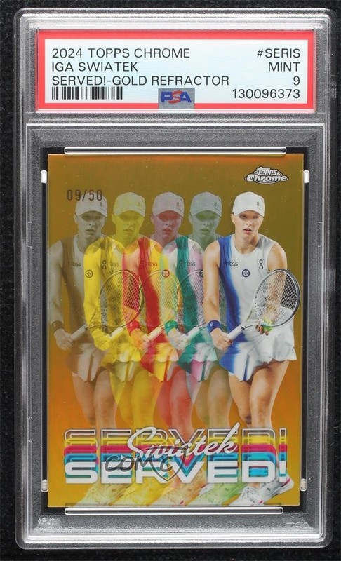 2024 Topps Chrome Served! Gold Refractor 9/50 Iga Swiatek PSA 9 MINT 10no