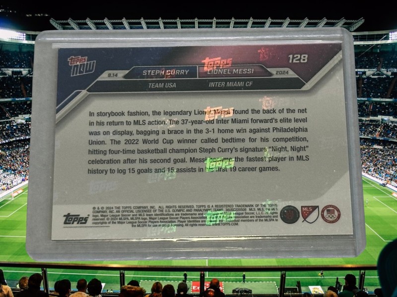 2024 TOPPS NOW MLS #128 LIONEL MESSI & STEPH CURRY - NIGHT NIGHT CELEBRATION view 2
