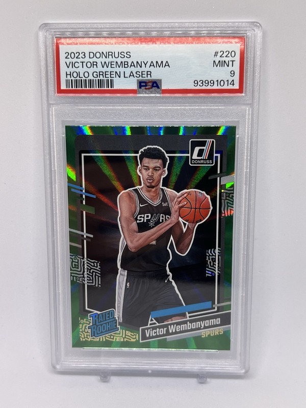 2023 PANINI DONRUSS HOLO GREEN LASER  #220 VICTOR WEMBANYAMA PSA 9