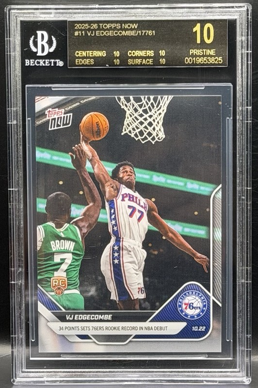 2025-26 Topps Now - VJ Edgecombe #11 /17761 (RC) BGS 10 Black Label NBA Debut