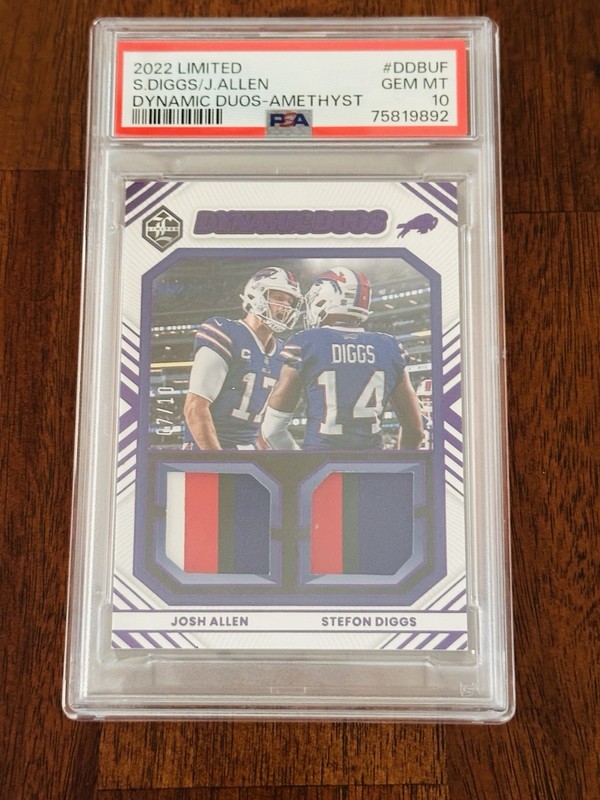 2022 LIMITED STEFON DIGGS/JOSH ALLEN DYNAMIC DUOS-AMETHYST /10 PSA 10 (POP 1)