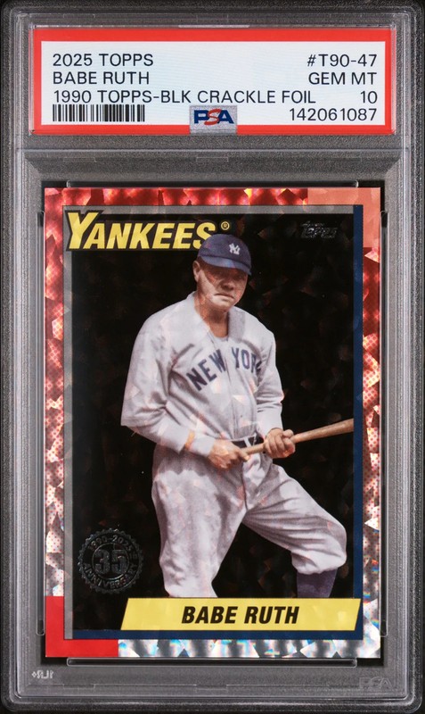 2025 Topps Babe Ruth 1990 Black Crackle Foil /10 #T90-47 PSA 10 (Pop 1)