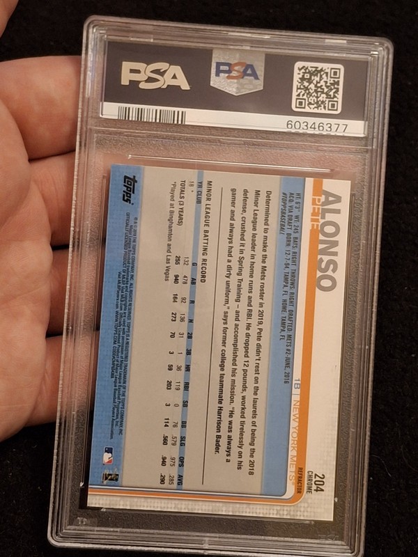 2019 Topps Chrome Pete Alonso X-Fractor Rookie RC PSA 10 Gem Mint #204 view 2