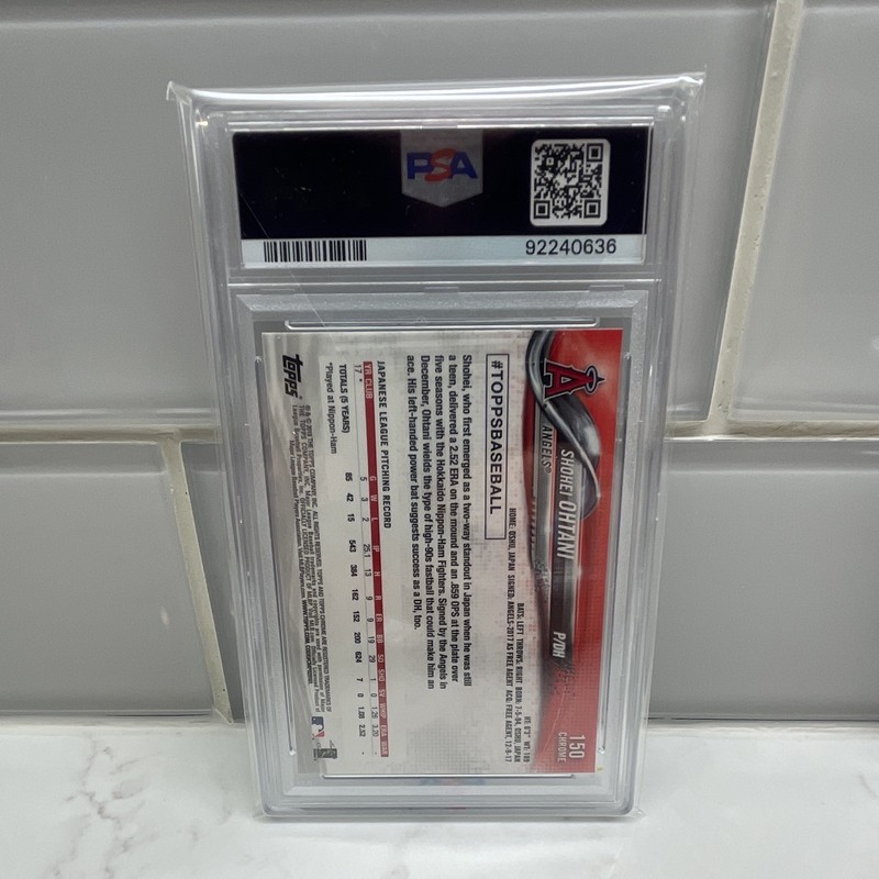 2018 Topps Chrome Shohei Ohtani #150 Rookie PSA 9 White Jersey Angels view 2