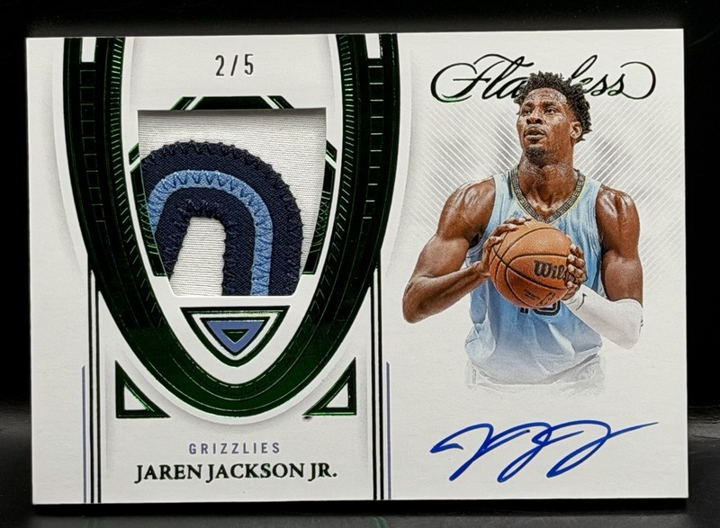 2021-22 Panini Flawless Jaren Jackson Jr Game-Worn Patch Auto Emerald 2/5