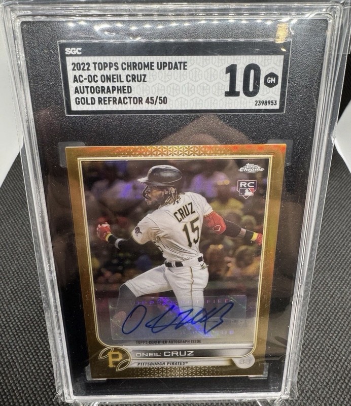 2022 Topps Chrome Update Oneil Cruz Gold Refractor AUtO RC/50 MINT💎 SGC 10🔥
