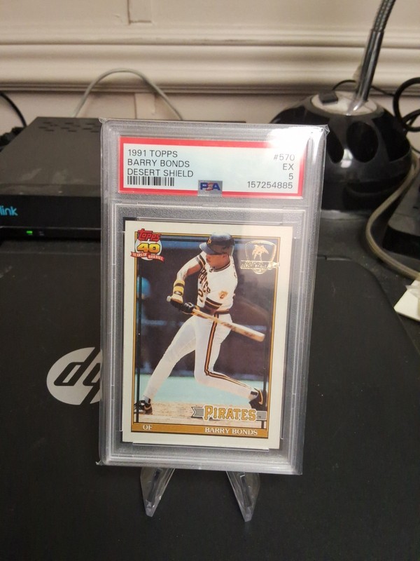 1991 TOPPS DESERT SHIELD #570 BARRY BONDS PIRATES PSA 5