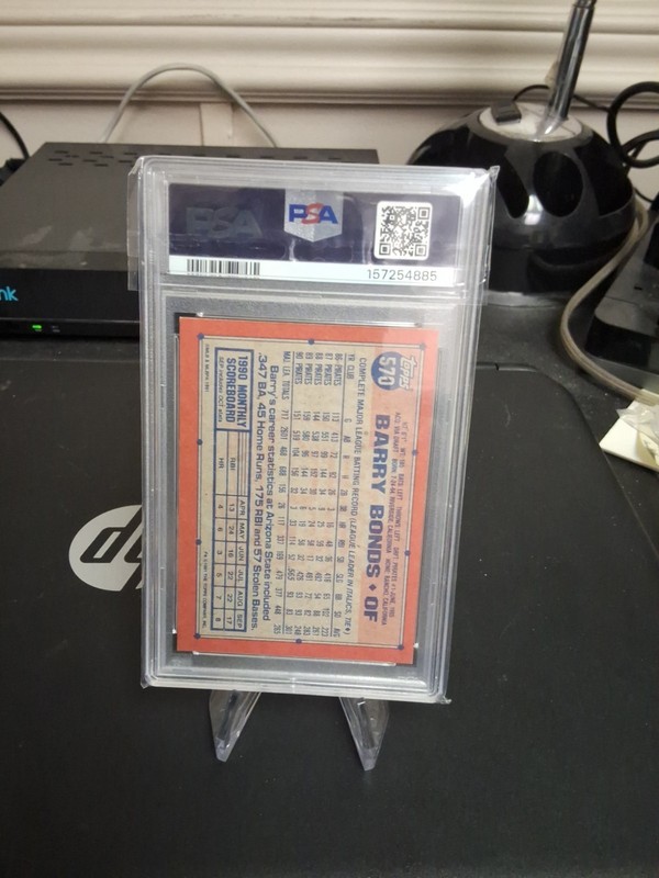 1991 TOPPS DESERT SHIELD #570 BARRY BONDS PIRATES PSA 5 view 2