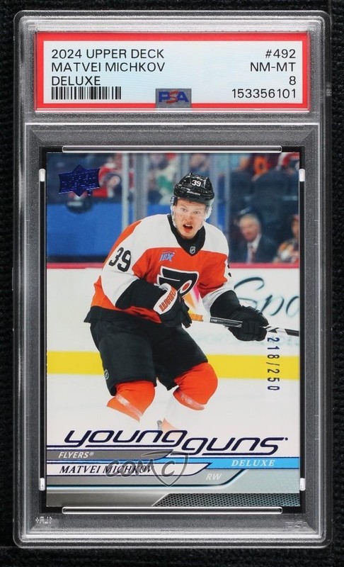 2024 Upper Deck Series 2 Young Guns Deluxe /250 Matvei Michkov #492 PSA 8 19ud