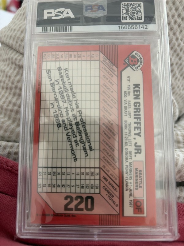 1989 Bowman Ken Griffey Jr #220 Collector's Edition (Tiffany) (RC) PSA 8 view 2