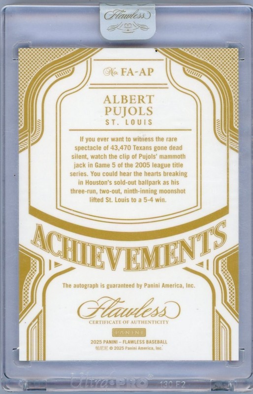 2025 Panini Flawless Achievements Albert Pujols Cardinals Holo Silver Auto /25 view 2